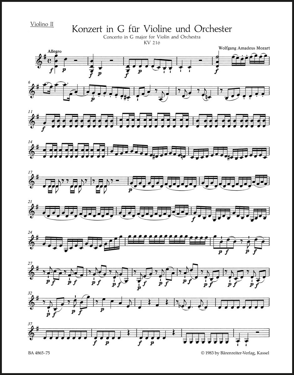 Mozart: Violin Concerto No. 3 in G Major, K. 216