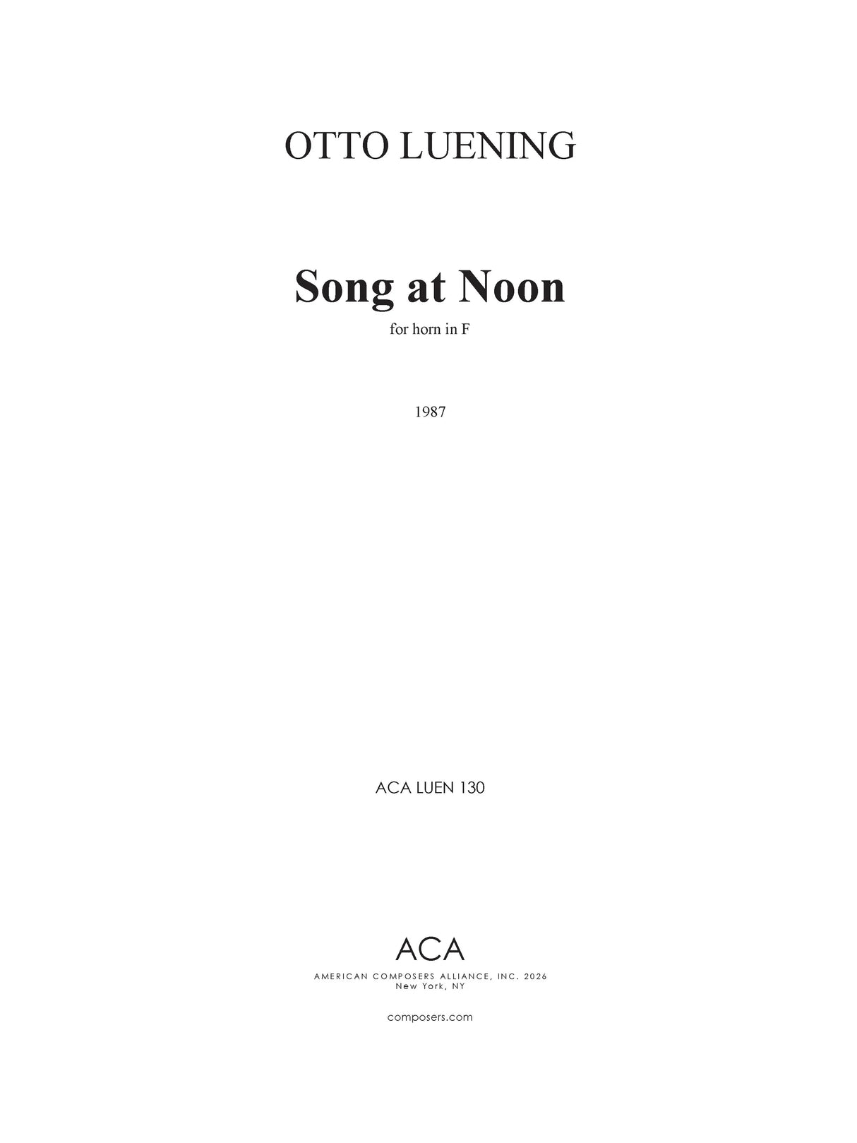 Luening: Song at Noon