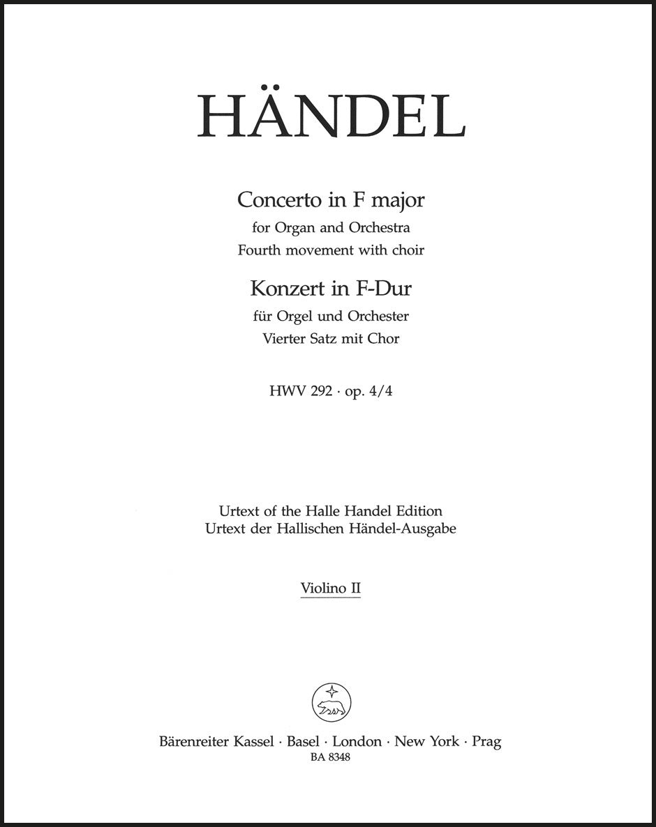 Handel: Organ Concerto, HWV 292, Op. 4, No. 4
