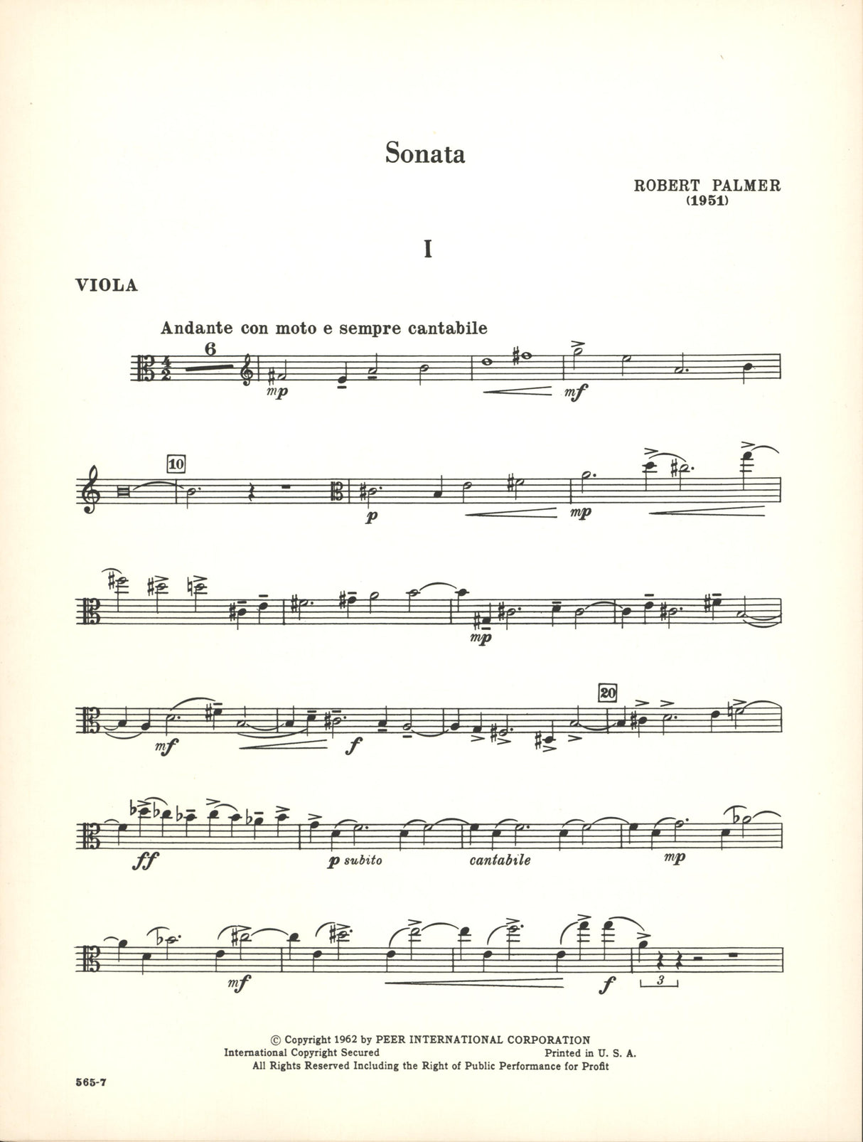 Palmer: Viola Sonata