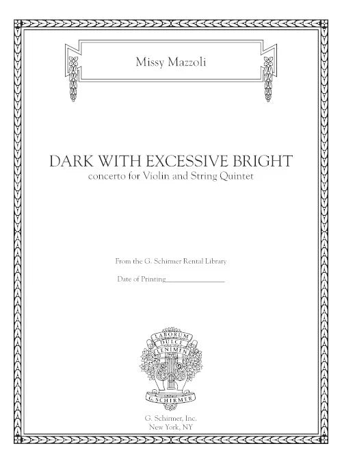 Mazzoli: Dark with Excessive Bright (for violin and string quintet)