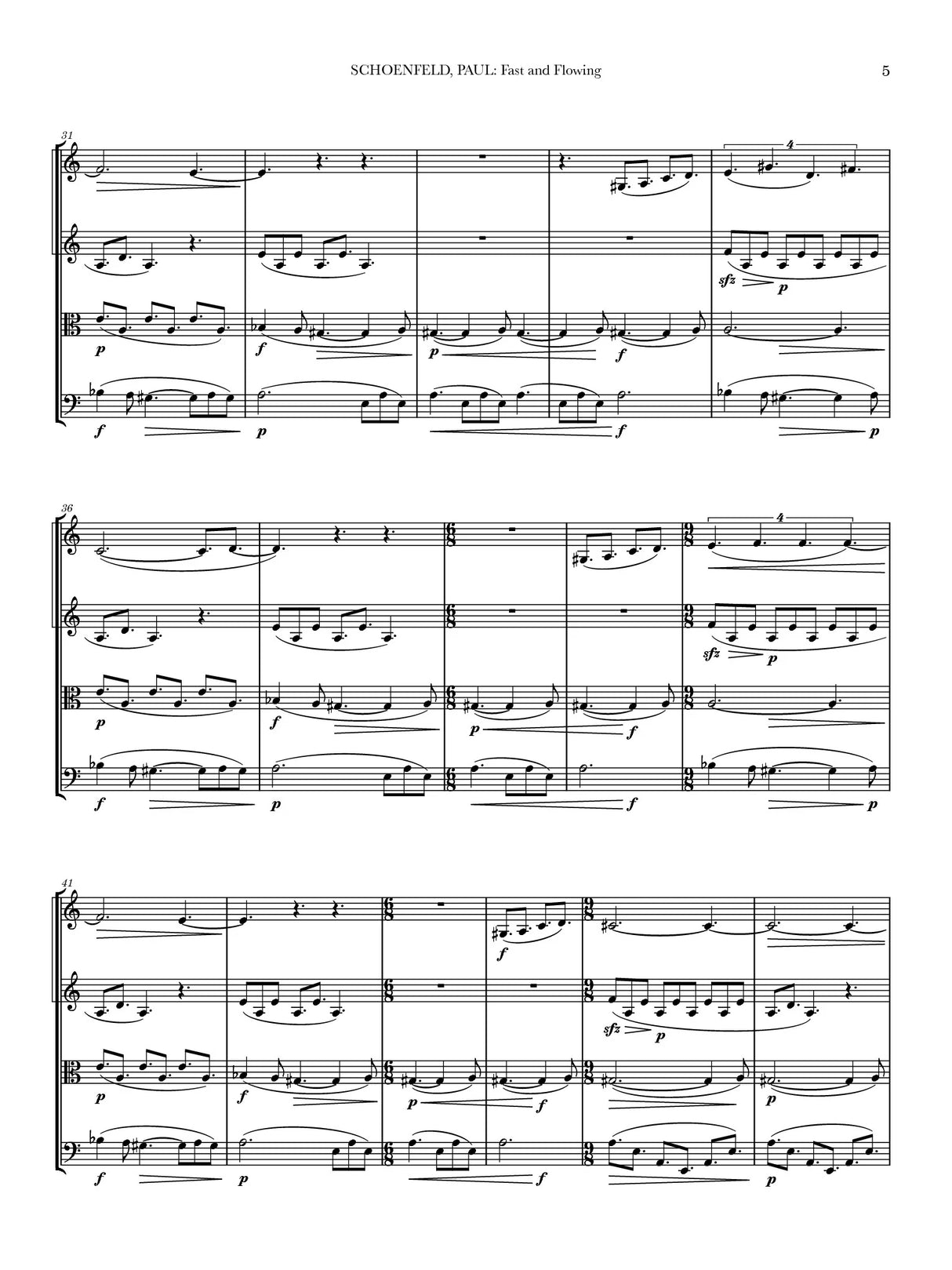 Schoenfeld: Fast and Flowing for String Quartet