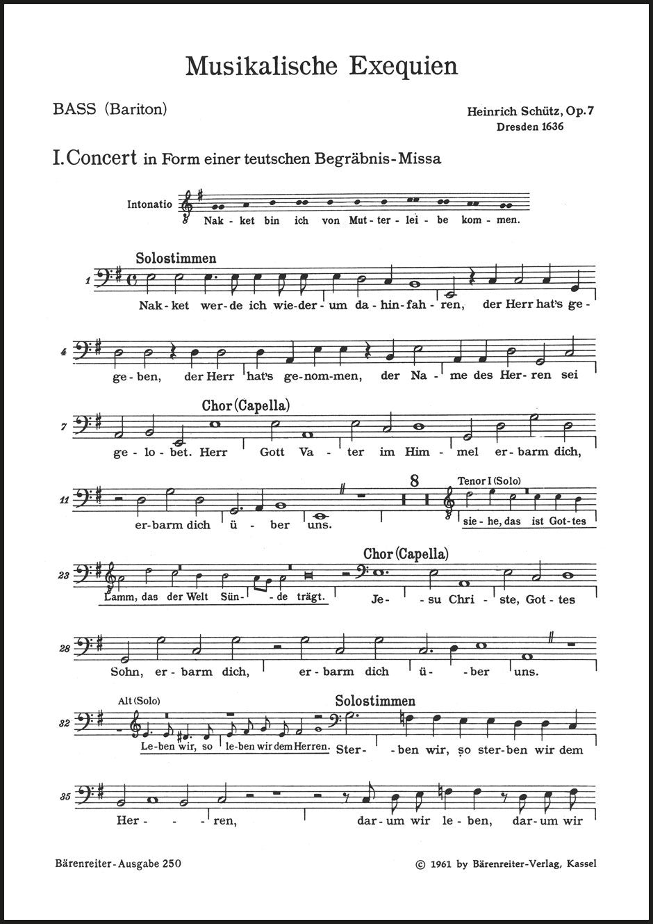 Schütz: Musikalische Exequien, SWV 279–281, Op. 7