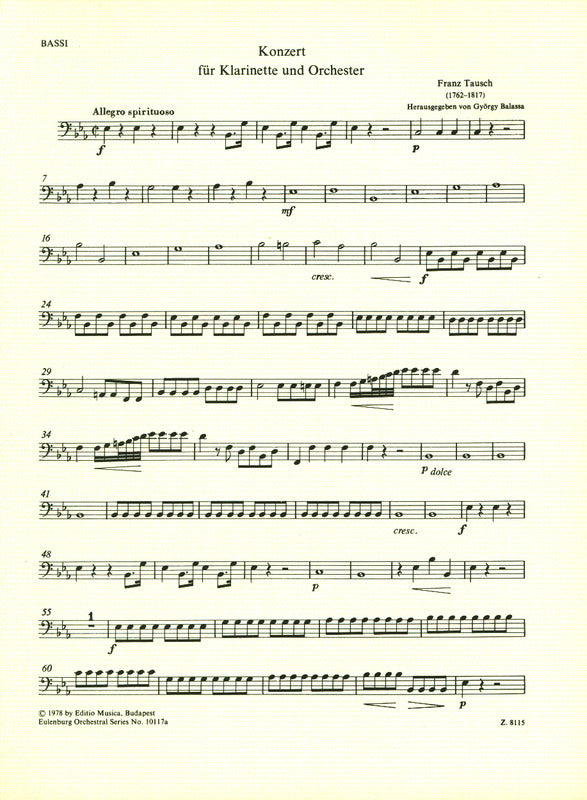 Tausch: Clarinet Concerto in E-flat Major