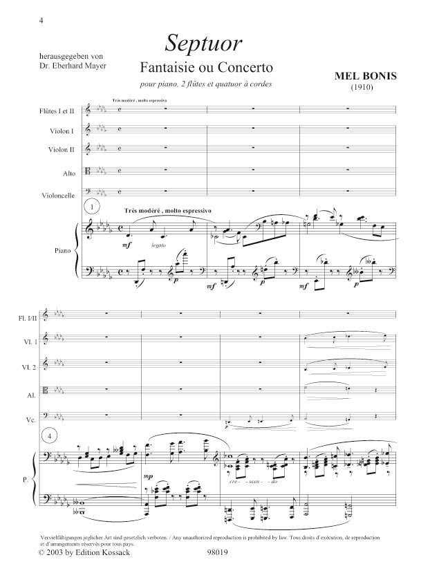 Bonis: Septet for 2 Flutes, Piano and String Quartet