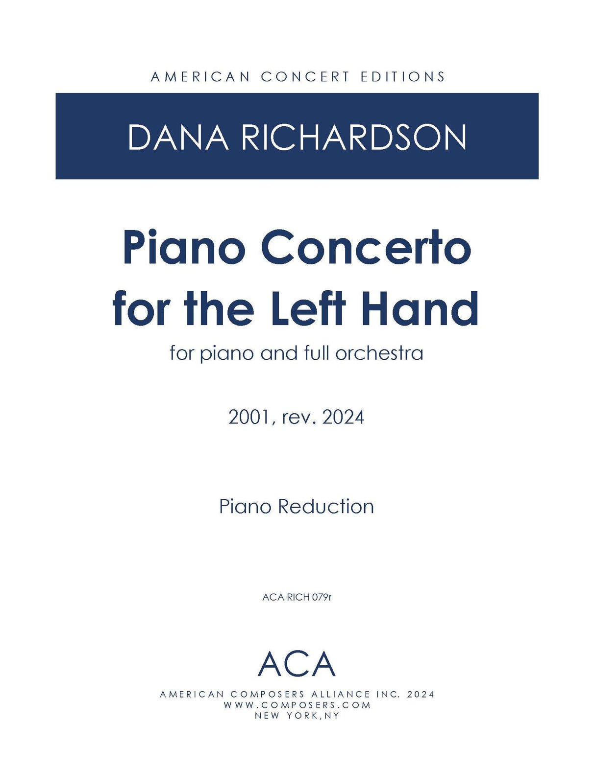 D. Richardson: Piano Concerto for the Left Hand