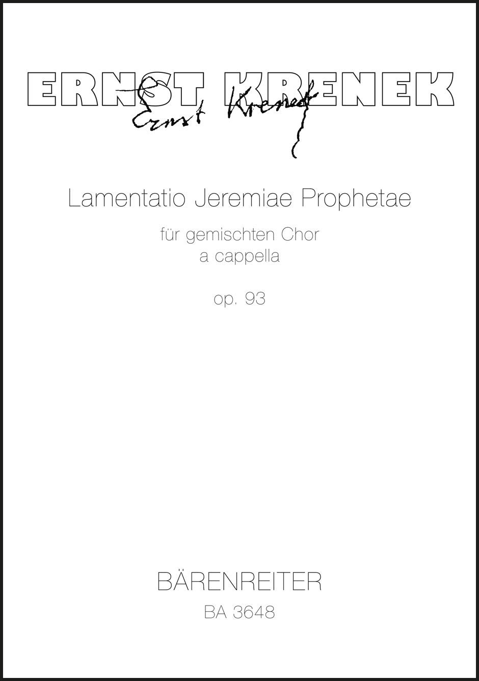 Krenek: Lamentatio Jeremiae Prophetae, Op. 93