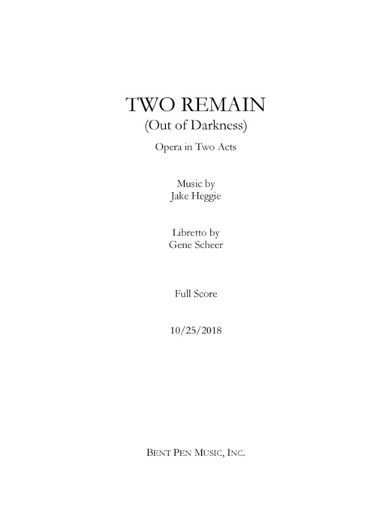 Heggie: Two Remain (Out of Darkness)
