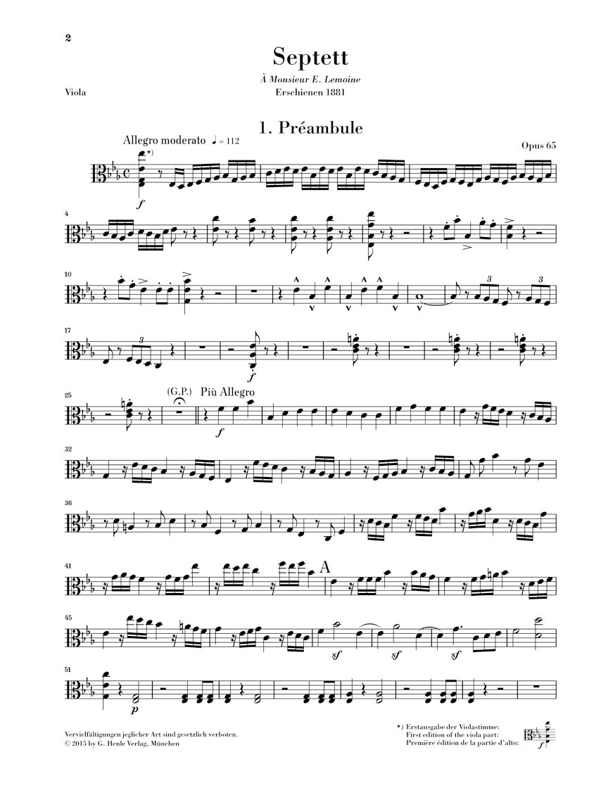 Saint-Saëns: Septet in E-flat Major, Op. 65