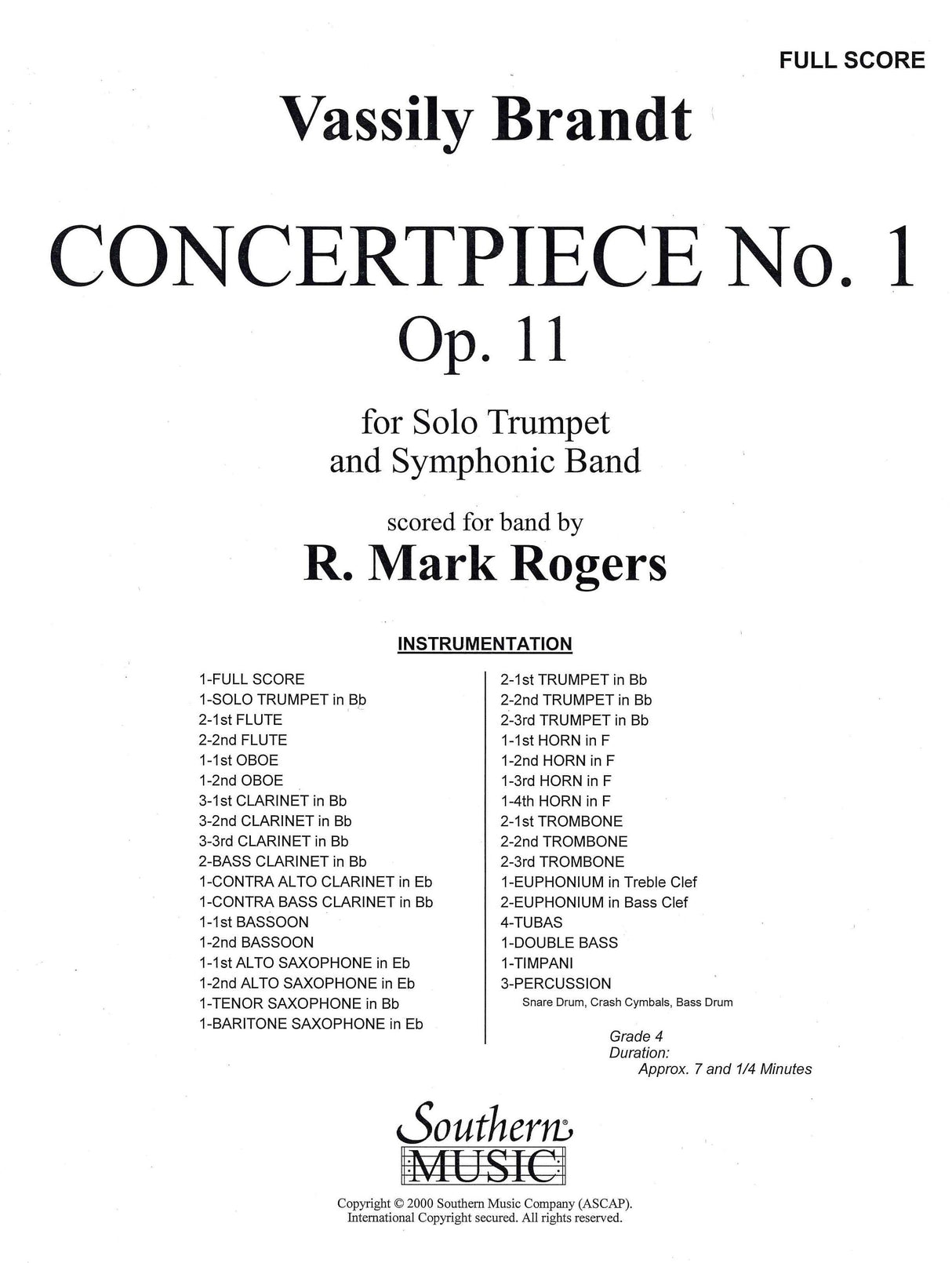 Brandt: Concert Piece No. 1, Op. 11 (arr. for trumpet & band)