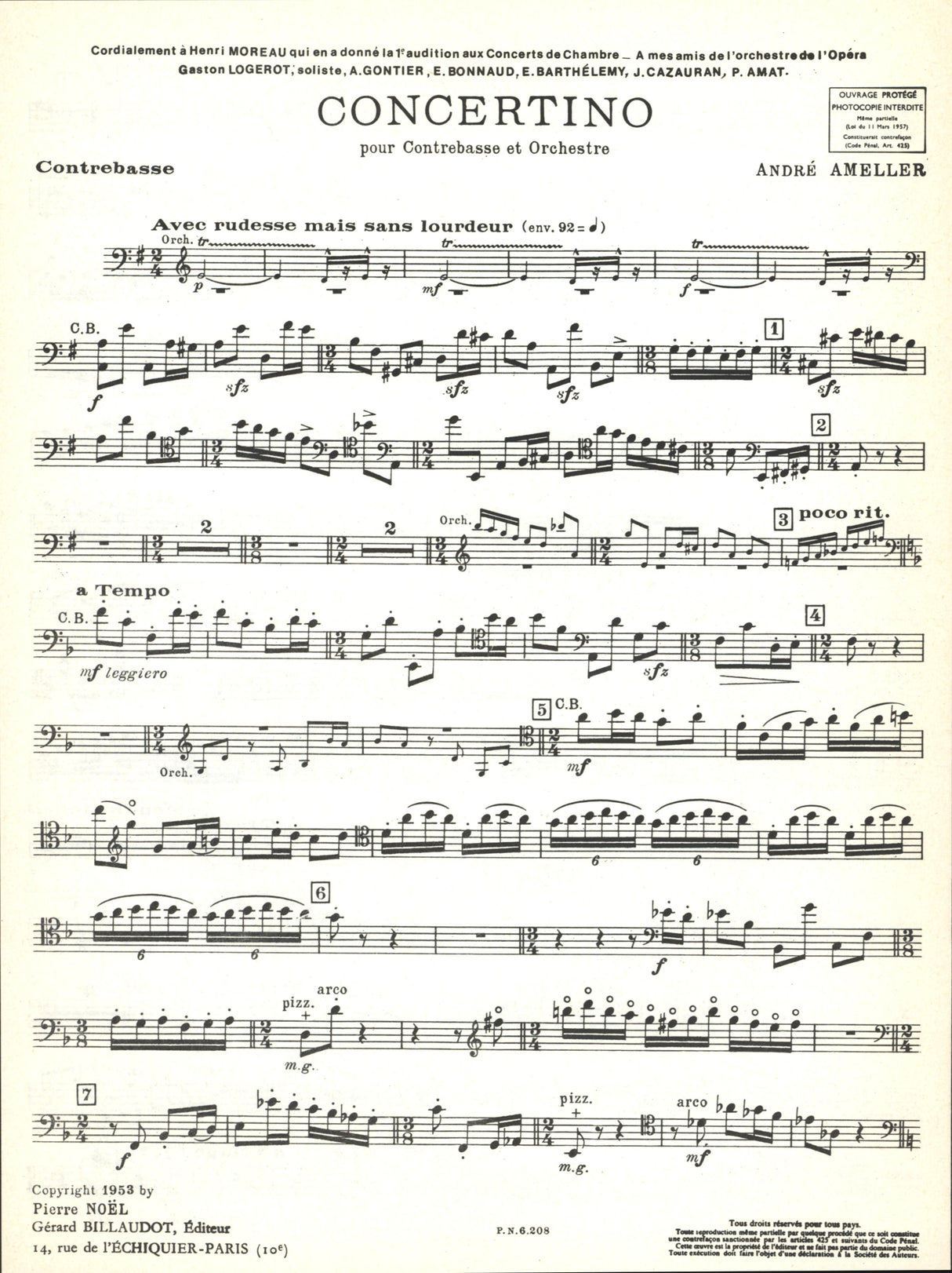 Amellér: Concertino for Double Bass