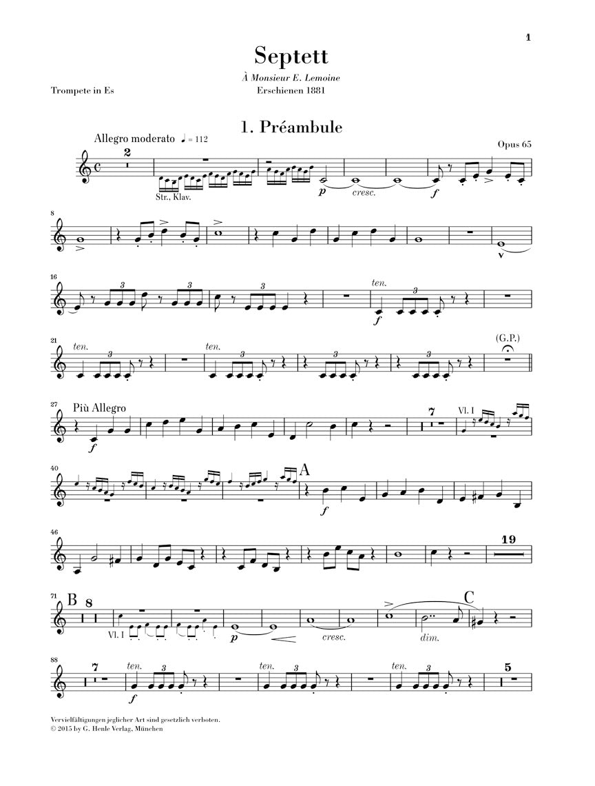 Saint-Saëns: Septet in E-flat Major, Op. 65