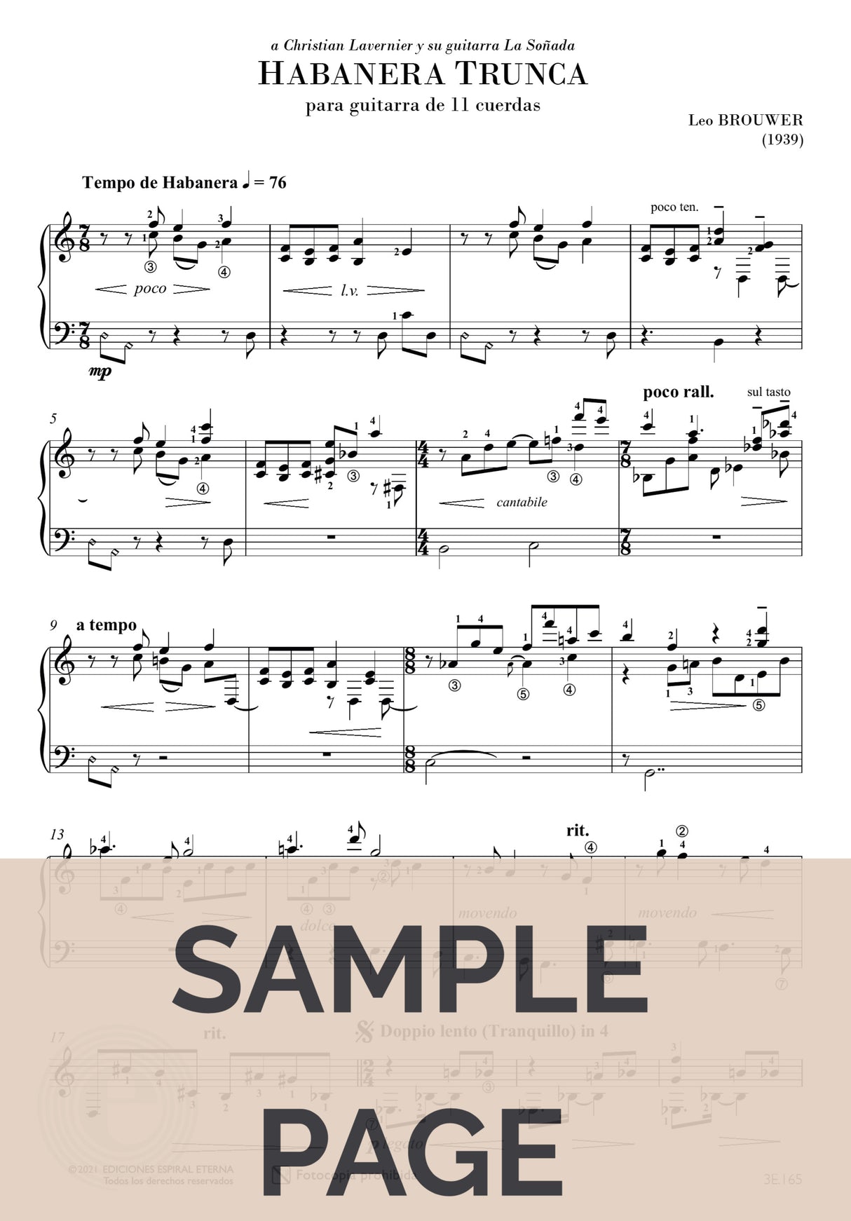 Brouwer: Habanera trunca (Version for 11-string Guitar)