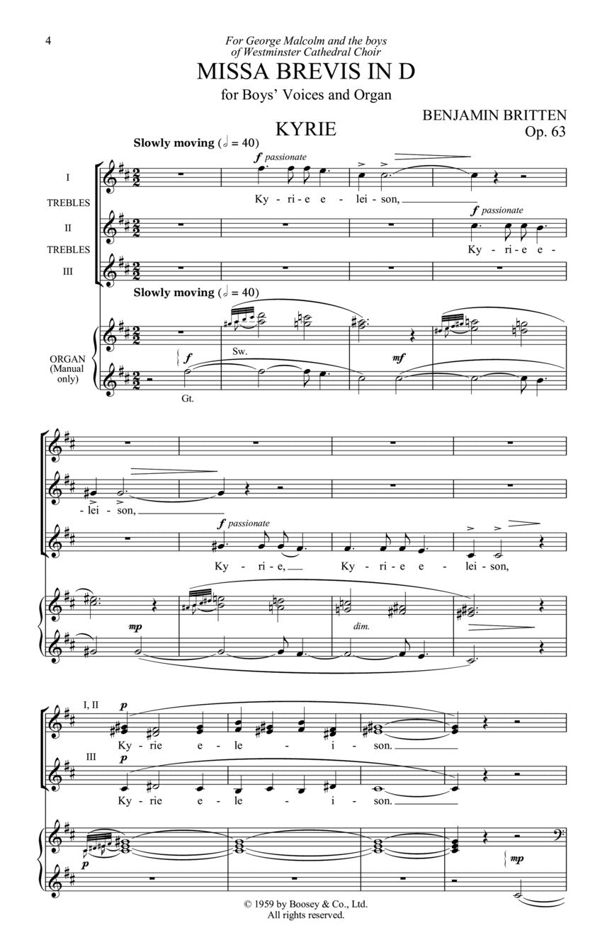 Britten: Missa Brevis in D Major, Op. 63