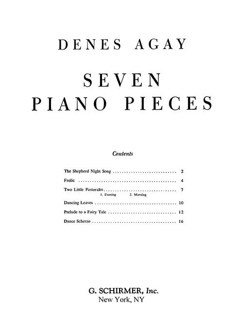 Agay: 7 Piano Pieces