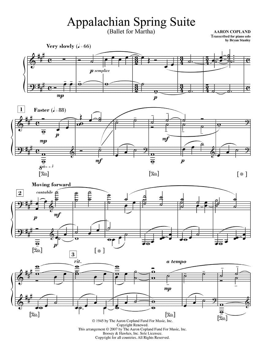 Copland: Appalachian Spring Suite (arr. for piano)