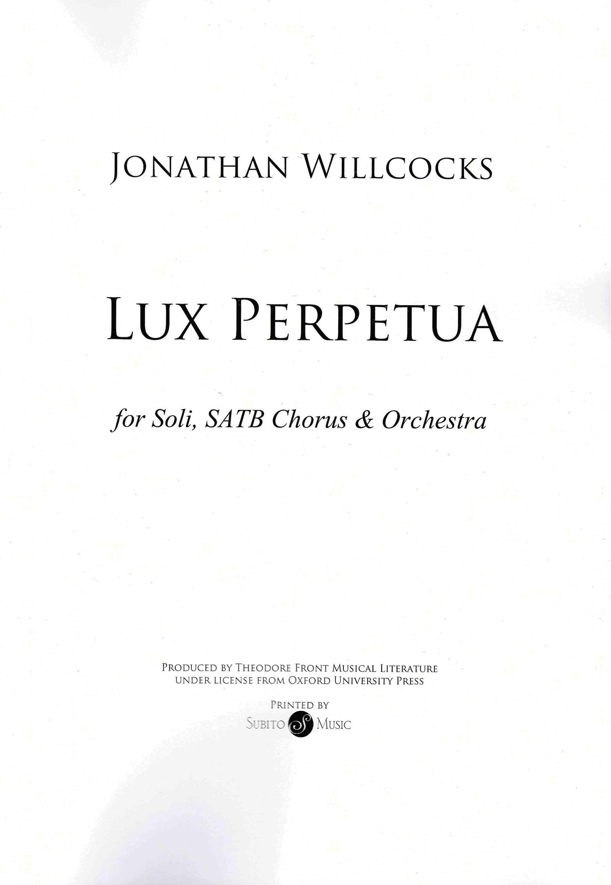 J. Willcocks: Lux perpetua