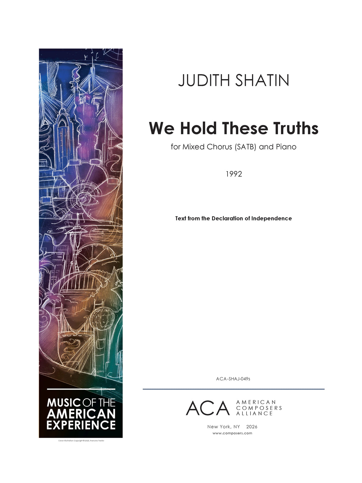 Shatin: We Hold These Truths (Version for SATB Choir & Piano)