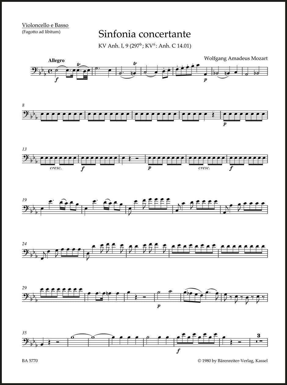 Mozart: Sinfonia concertante for Oboe, Clarinet, Horn, Bassoon and Orchestra in E-flat Major K. Anh. I,9 (297b)