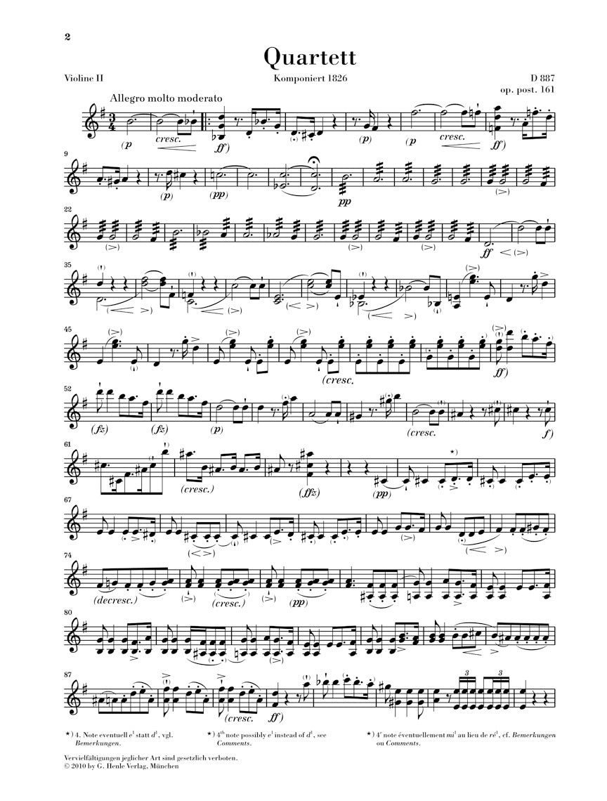 Schubert: String Quartet in G Major, Op. posth. 161, D 887