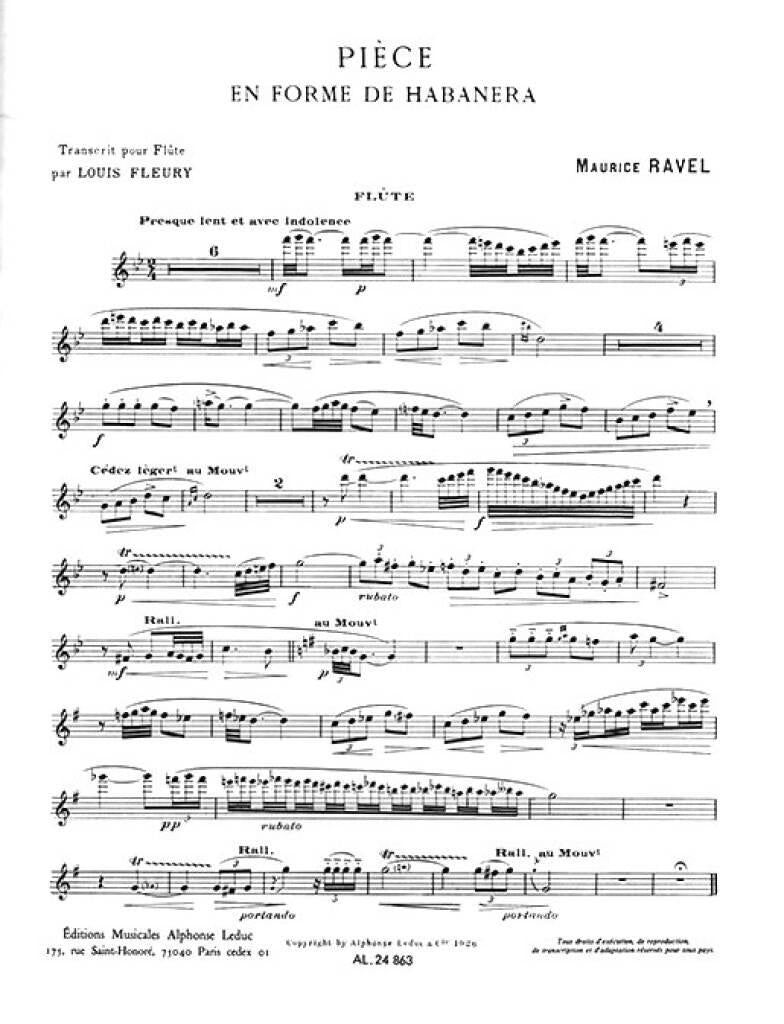 Ravel: Pièce en forme de habanera (arr. for flute)