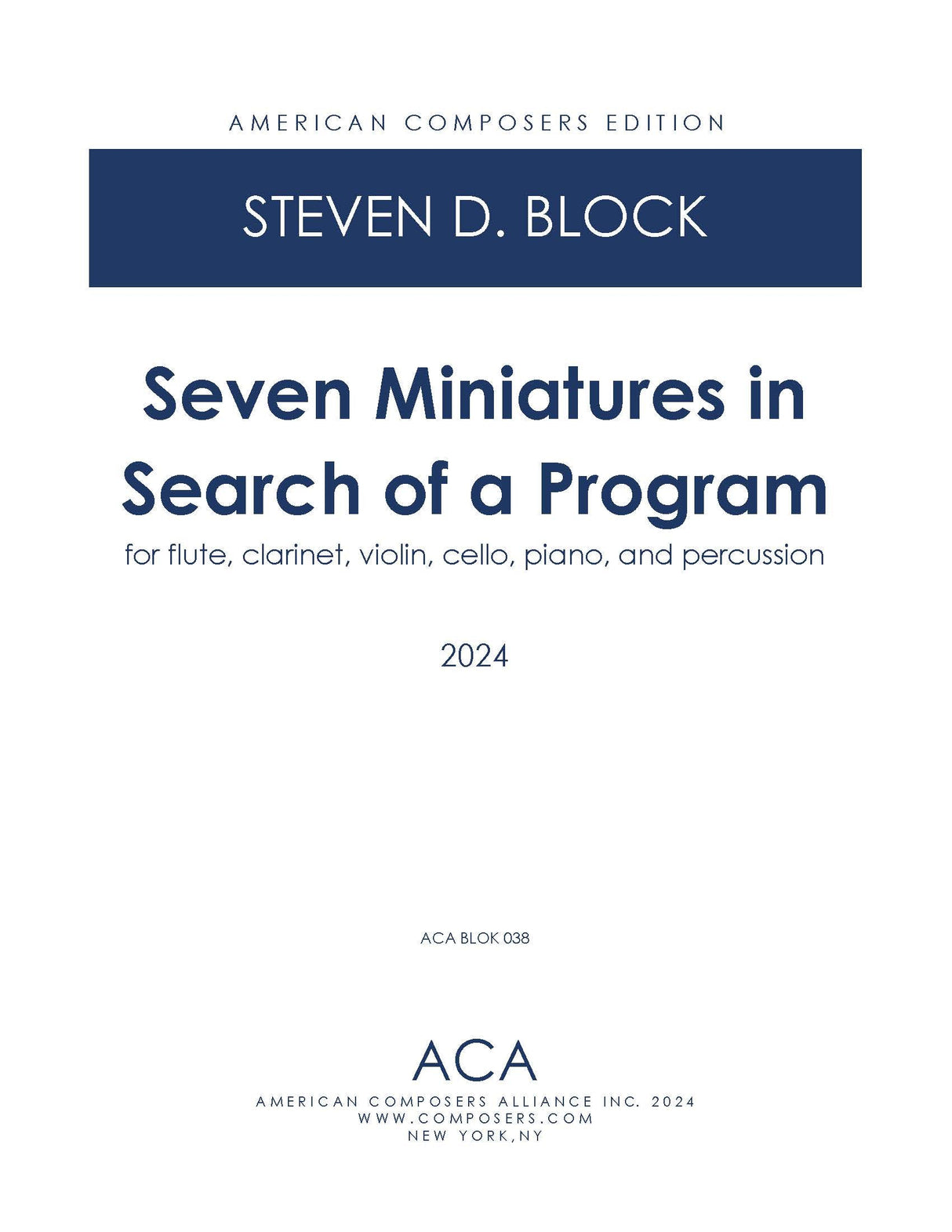 Block: 7 Miniatures in Search of a Program