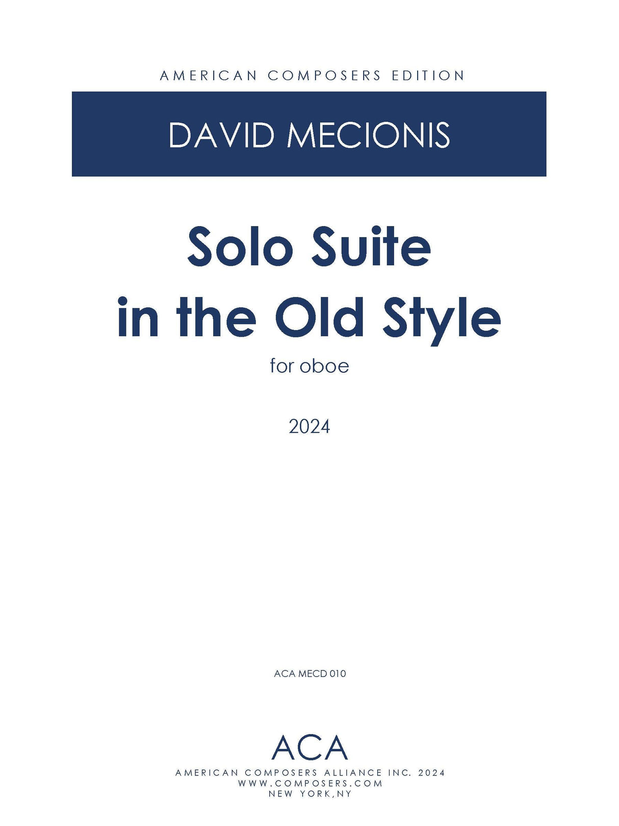 Mecionis: Solo Suite in the Old Style