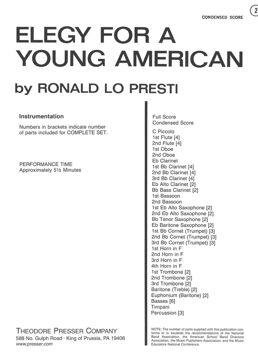 Presti: Elegy for A Young American