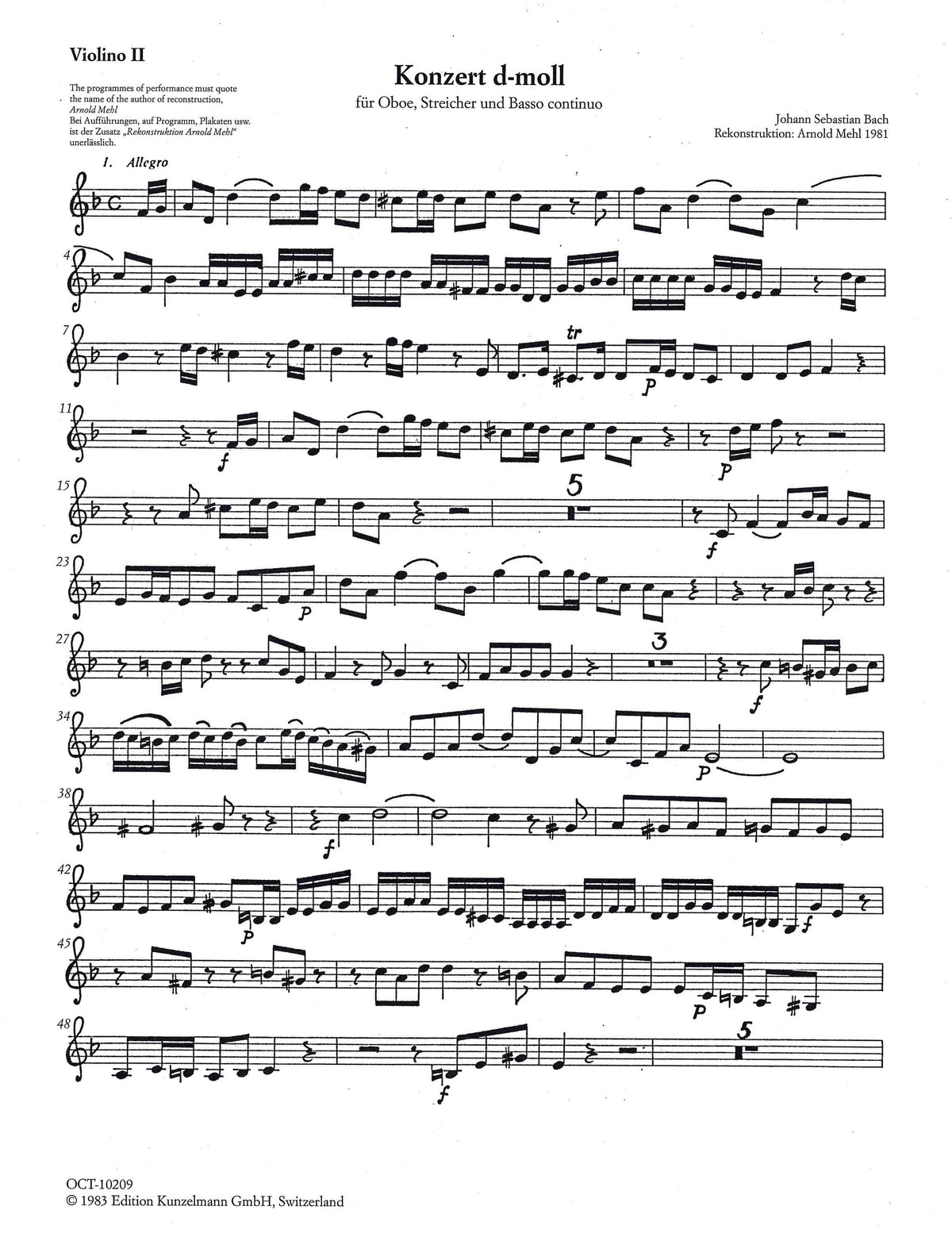 Bach: Oboe Concerto in D Minor, BWV 1059R