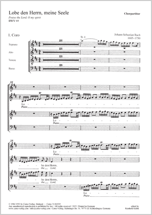 Bach: Bach: Lobe den Herrn, meine Seele, BWV 69a, BWV³ 69.2
