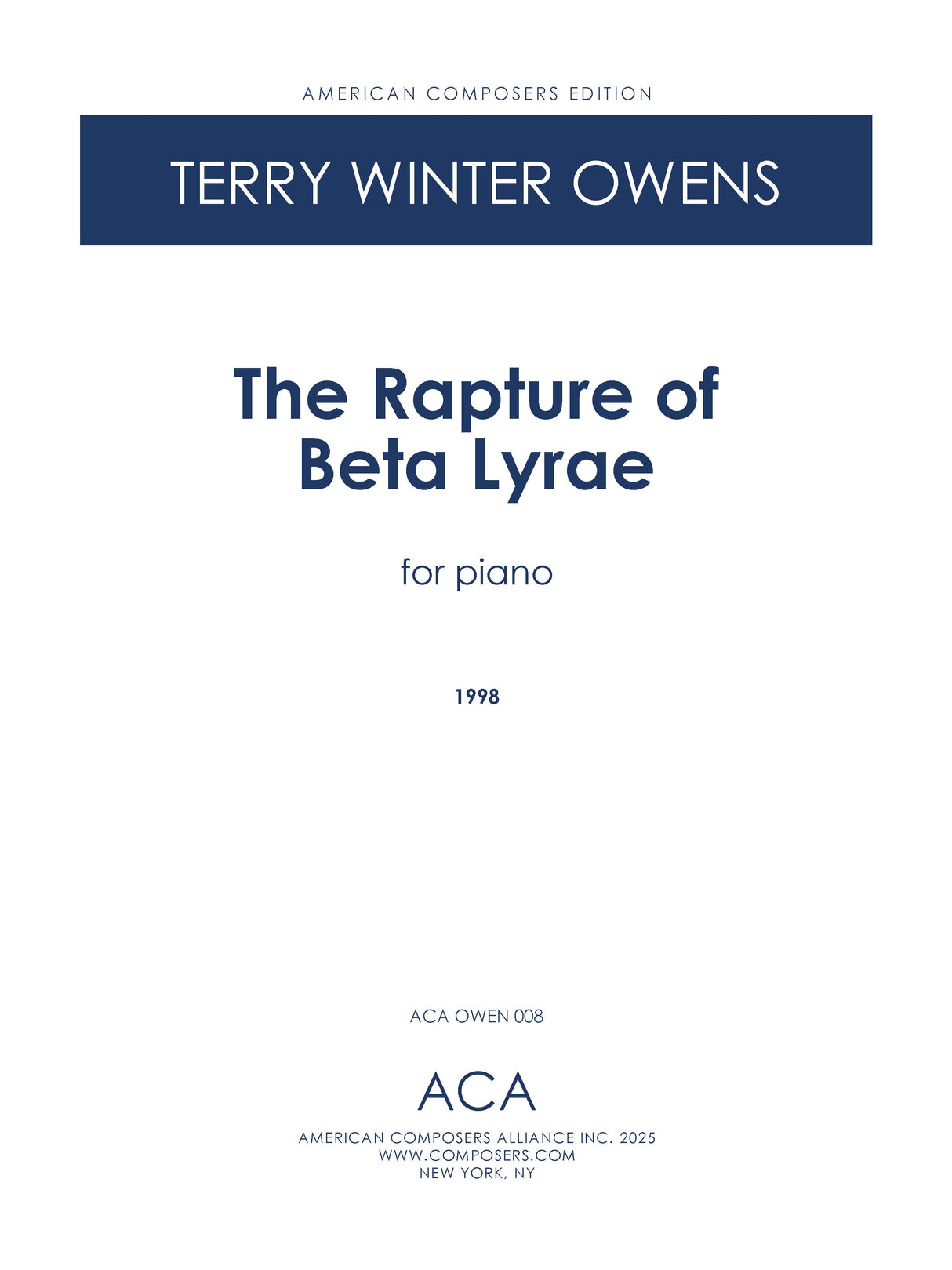 T.W. Owens: The Rapture of Beta Lyrae
