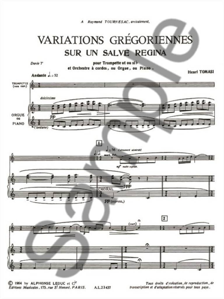 Tomasi: Variations Gregoriennes (Version for Trumpet & Piano or Organ)