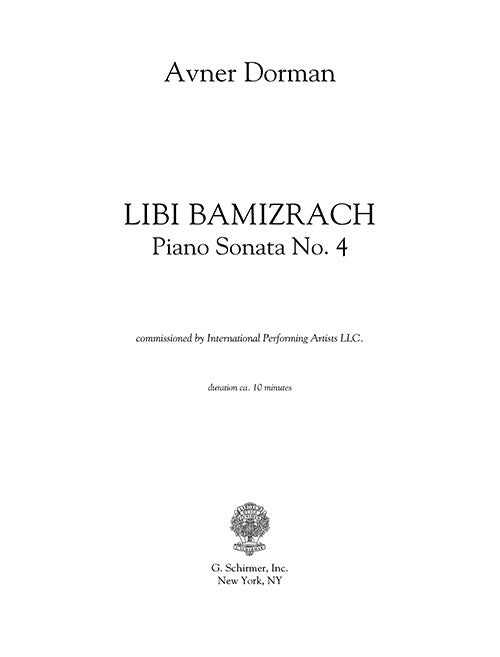 Dorman: Libi Bamizrach (Piano Sonata No. 4)