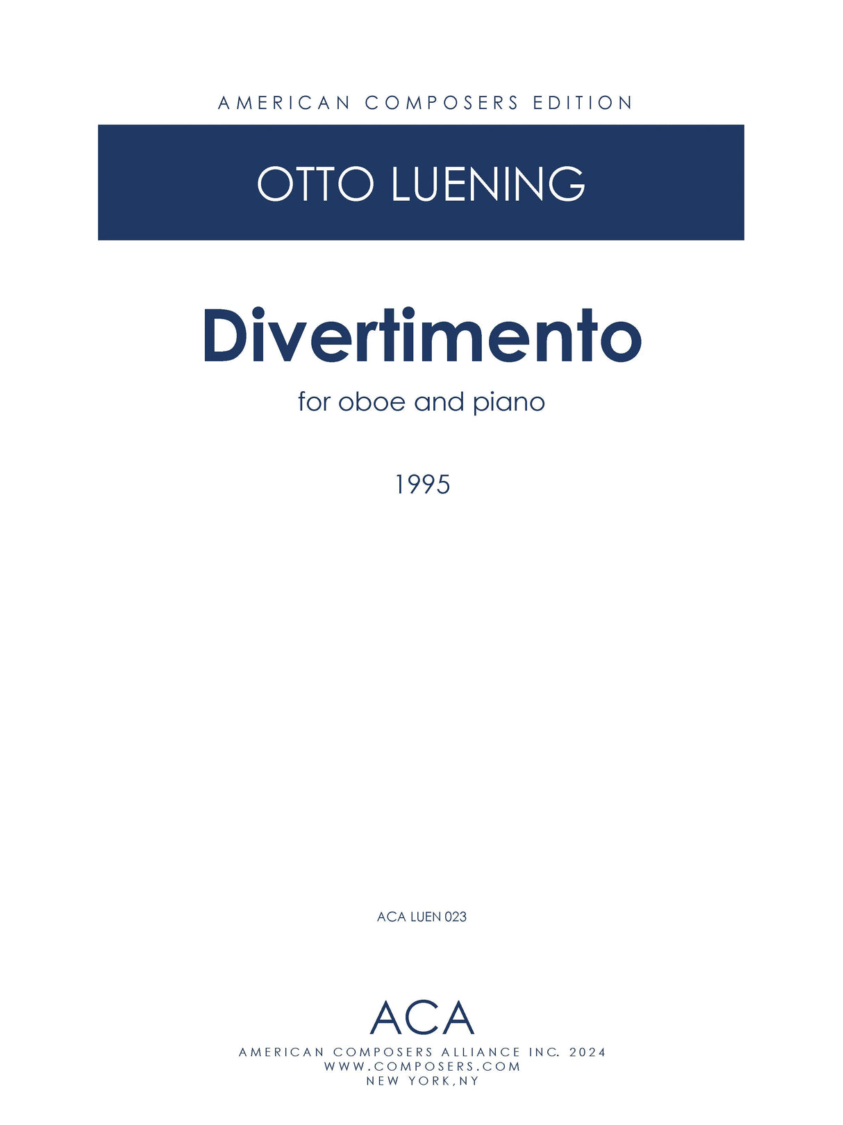 Luening: Divertimento for Oboe and Piano