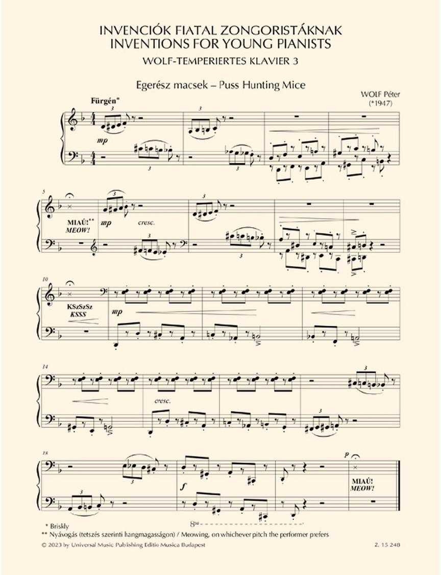 P.E. Wolf: Inventions for Young Pianists