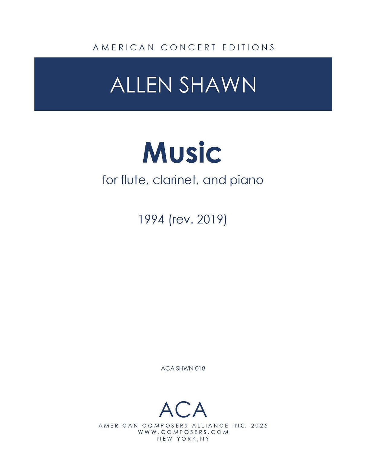 Shawn: Music for Flute, Clarinet, & Piano