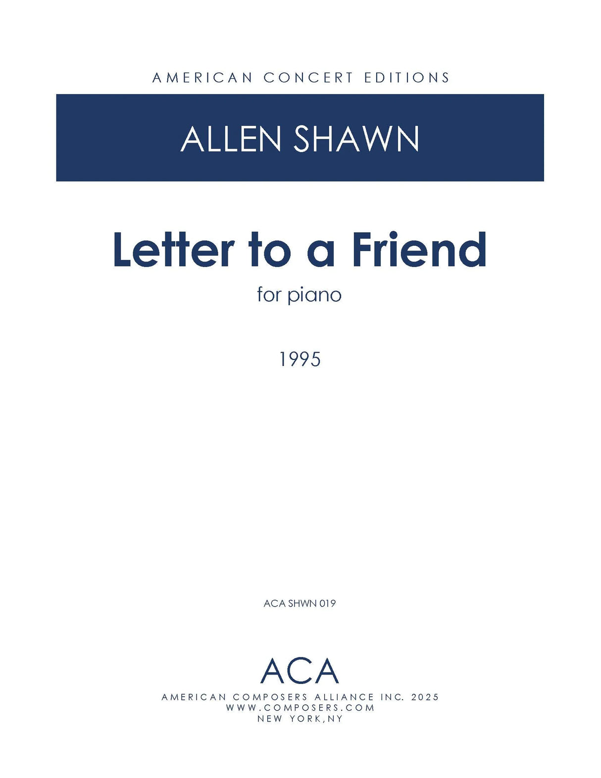 Shawn: Letter to a Friend