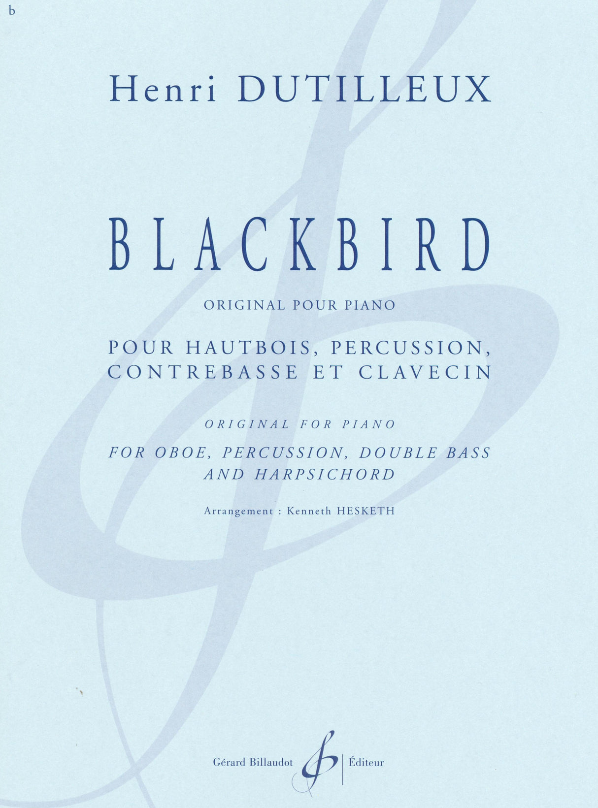 Dutilleux: Blackbird - arr. for oboe, percussion, double bass and harpsichord