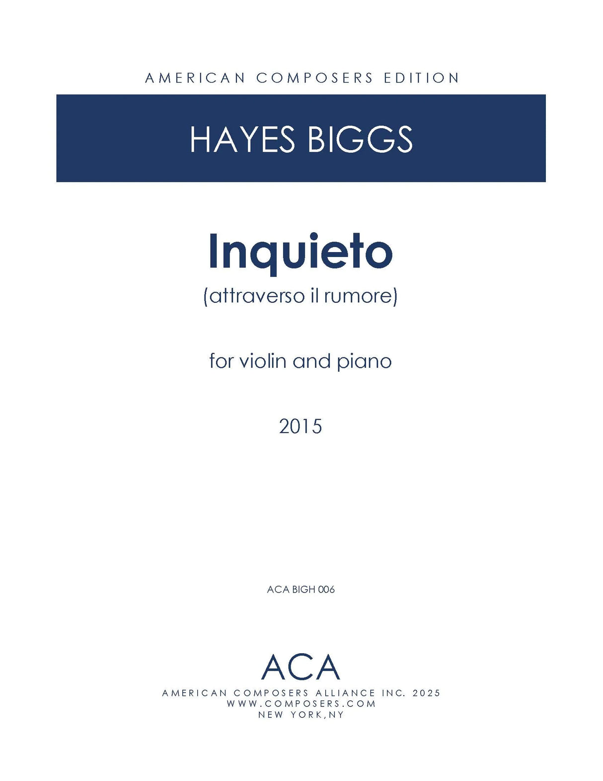 H. Biggs: Inquieto (attraverso il rumore)