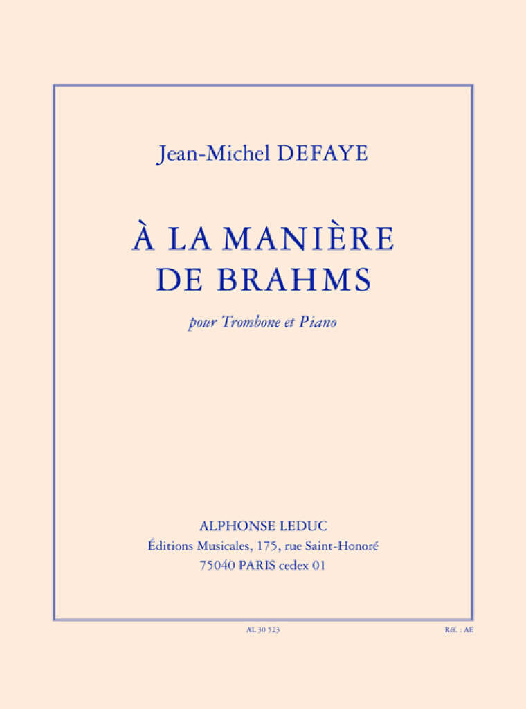Defaye: À la manière de Brahms