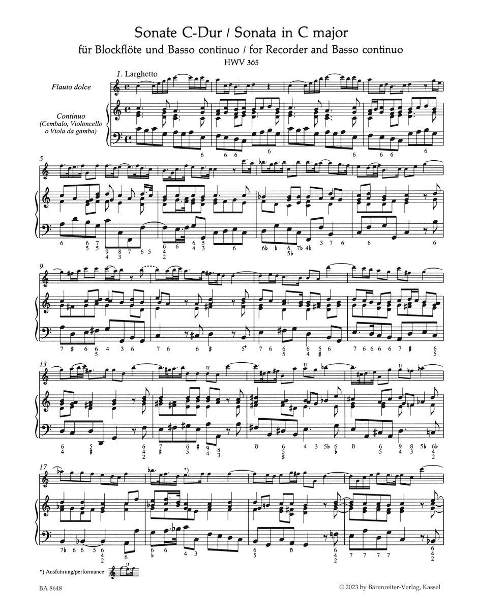 Handel: Recorder Sonata in C Major, HWV 365, Op. 1, No. 7