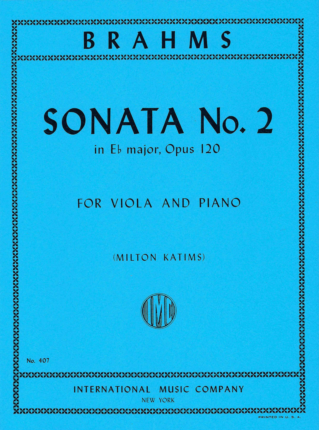 Brahms: Sonata No. 2 in E-flat Major, Op. 120 (arr. for viola & piano)