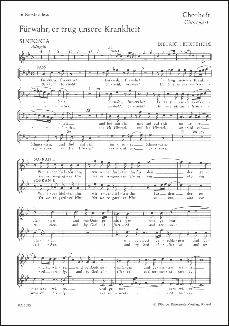 Buxtehude: Fürwahr, er trug unsere Krankheit, BuxWV 31