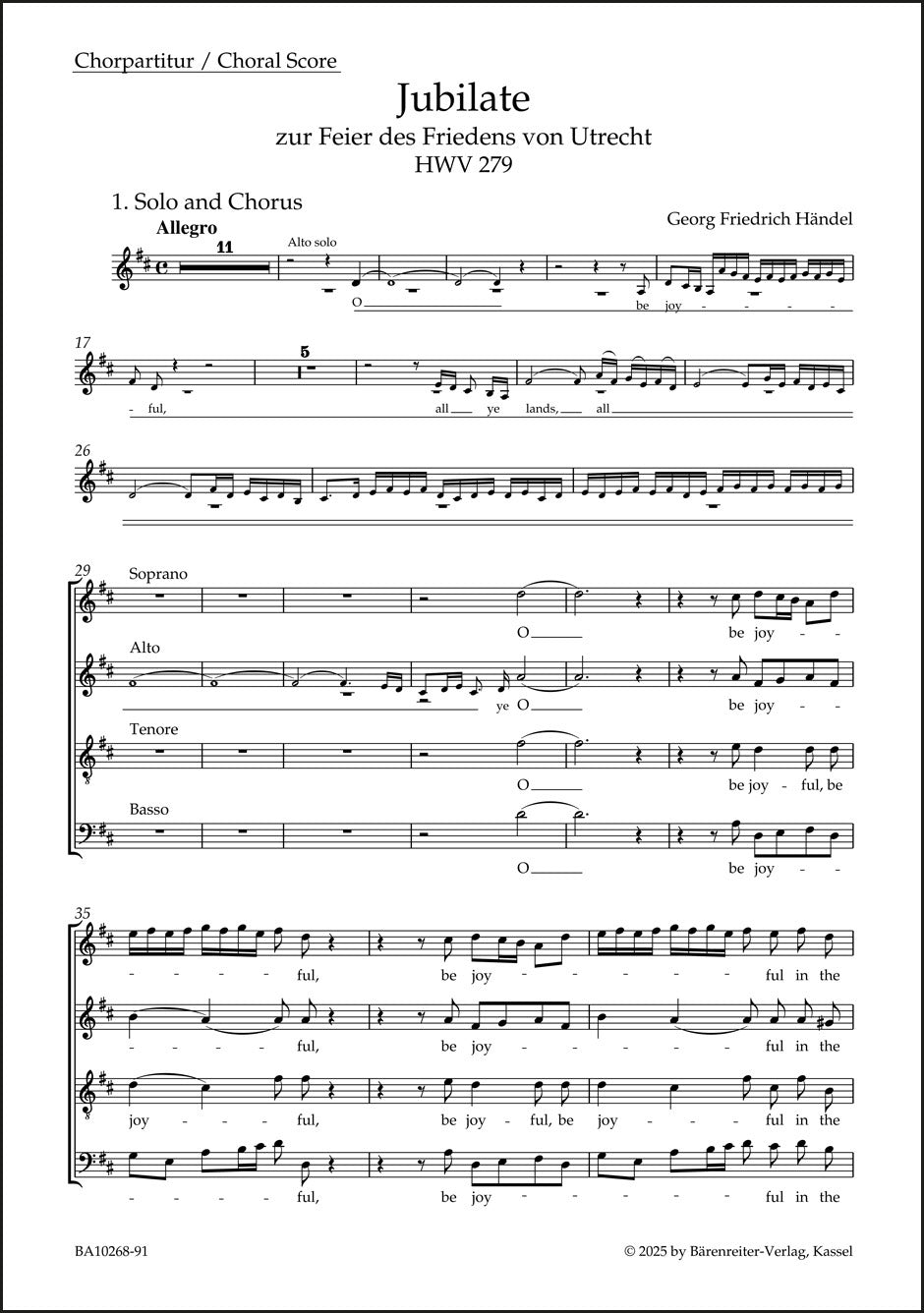 Handel: Jubilate zur Feier des Friedens von Utrecht, HWV 279