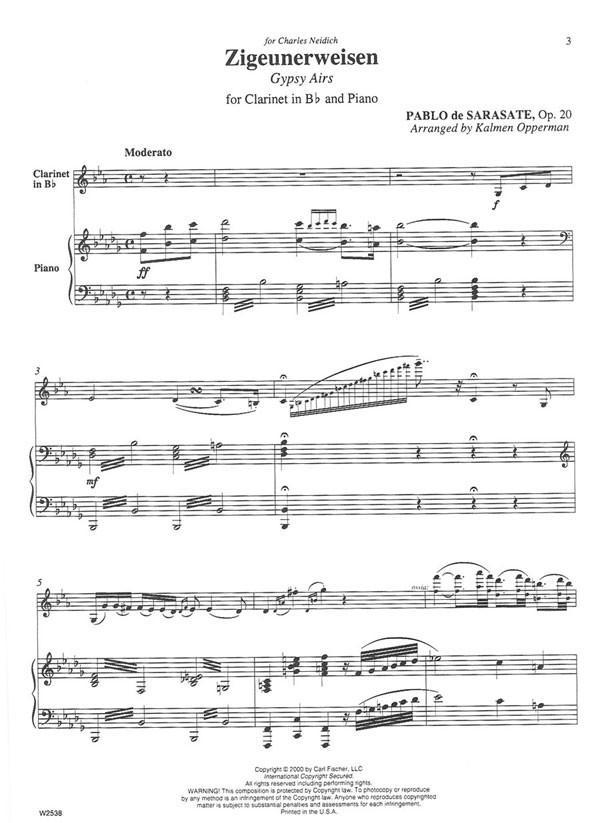 Sarasate: Zigeunerweisen, Op. 20 (arr. for clarinet)