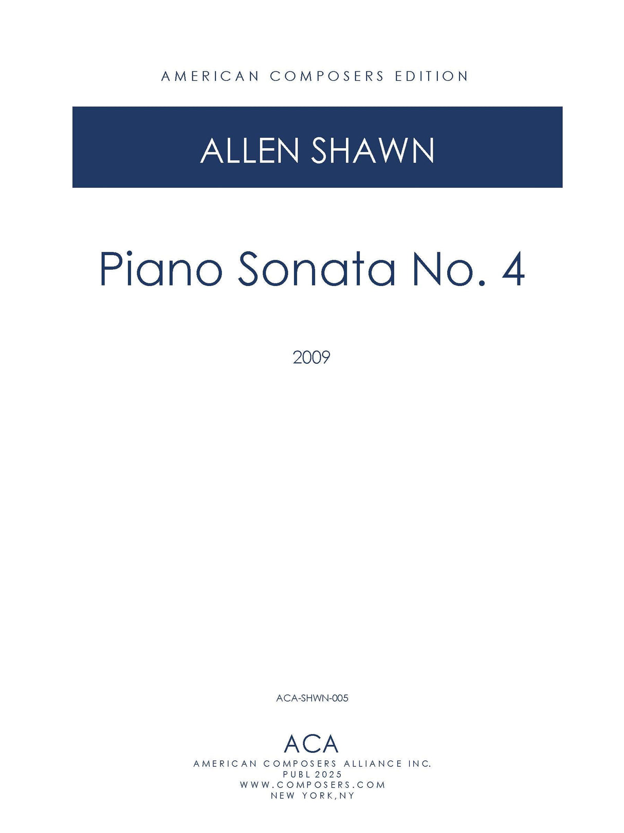 Shawn: Piano Sonata No. 4
