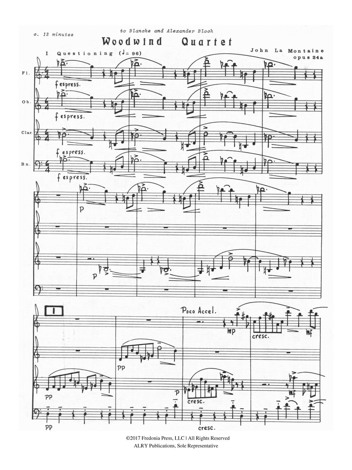 La Montaine: Woodwind Quartet, Op. 24a