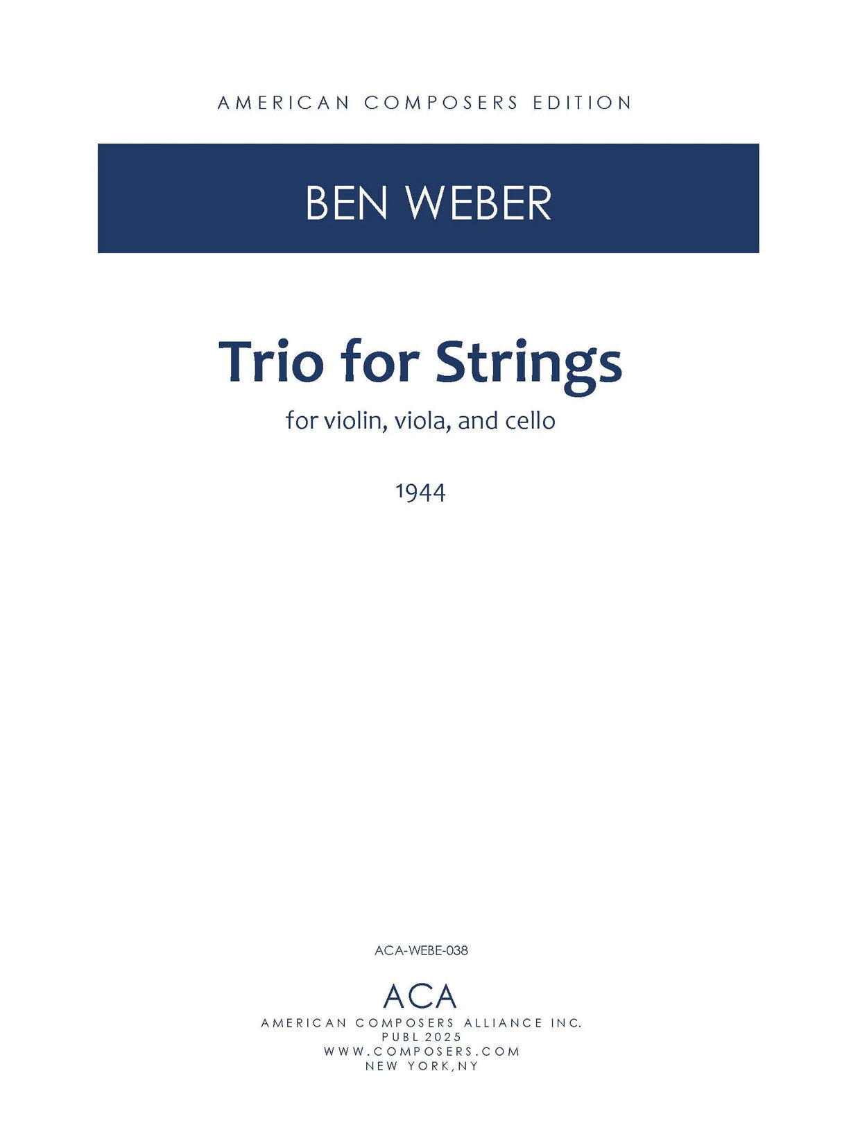 B. Weber: String Trio, Op. 19
