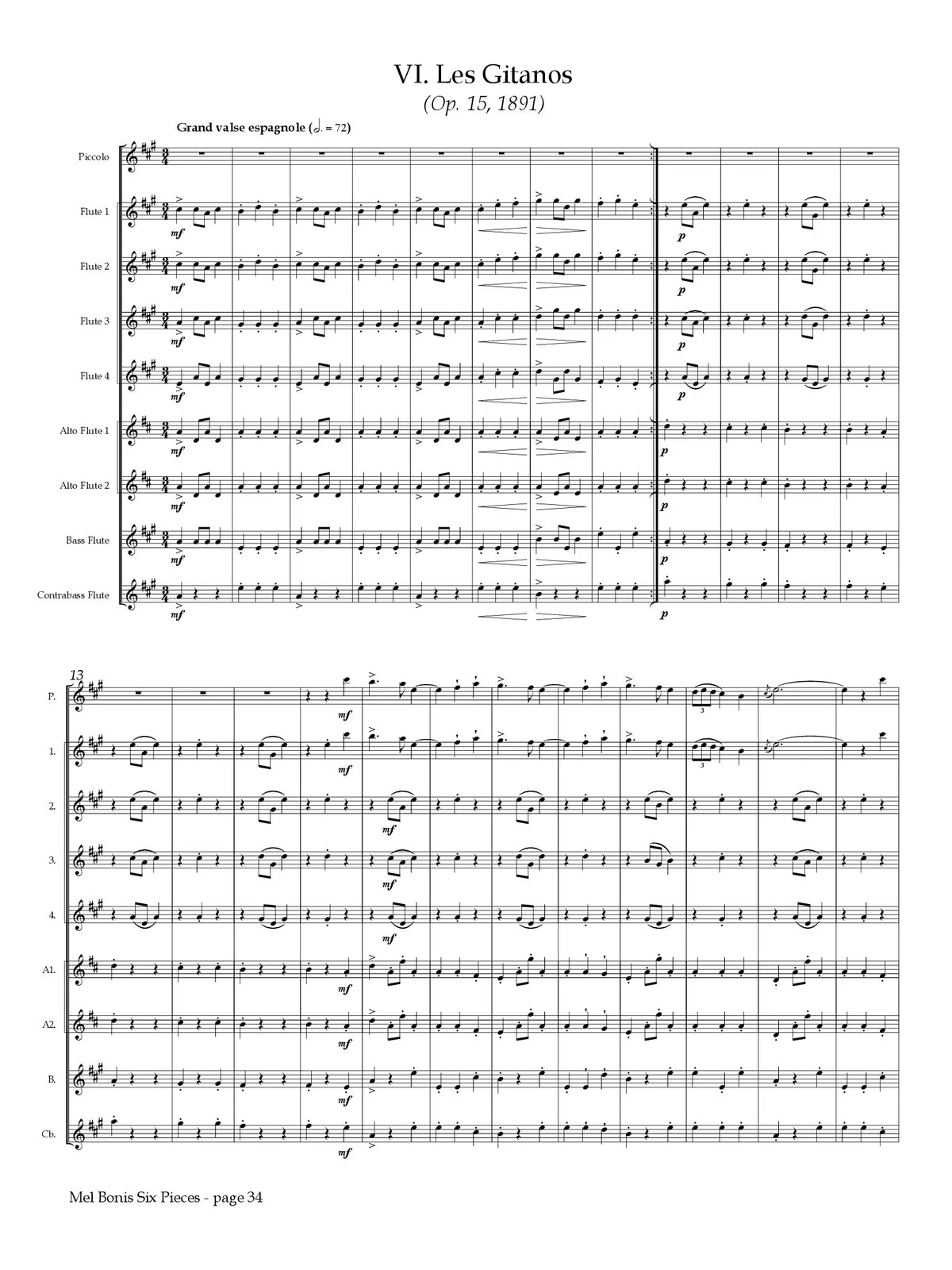 Bonis: Six Pieces for Flute Choir