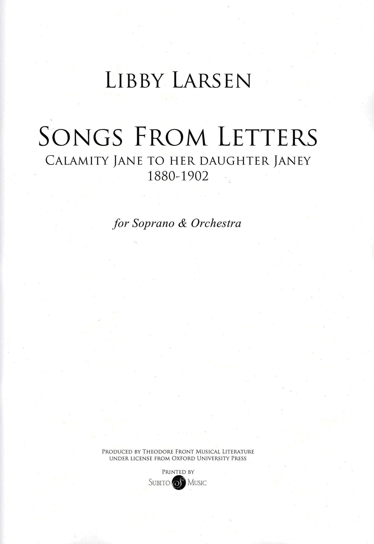 Larsen: Songs from Letters